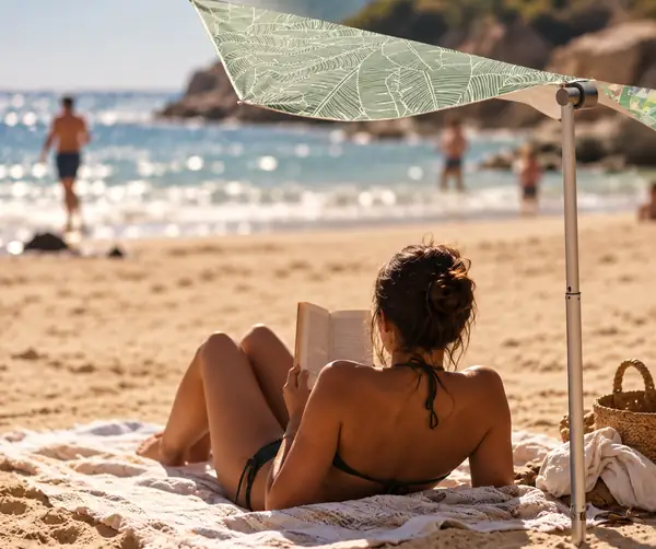 Sunlit beach photo with its distracting caption and date cleared